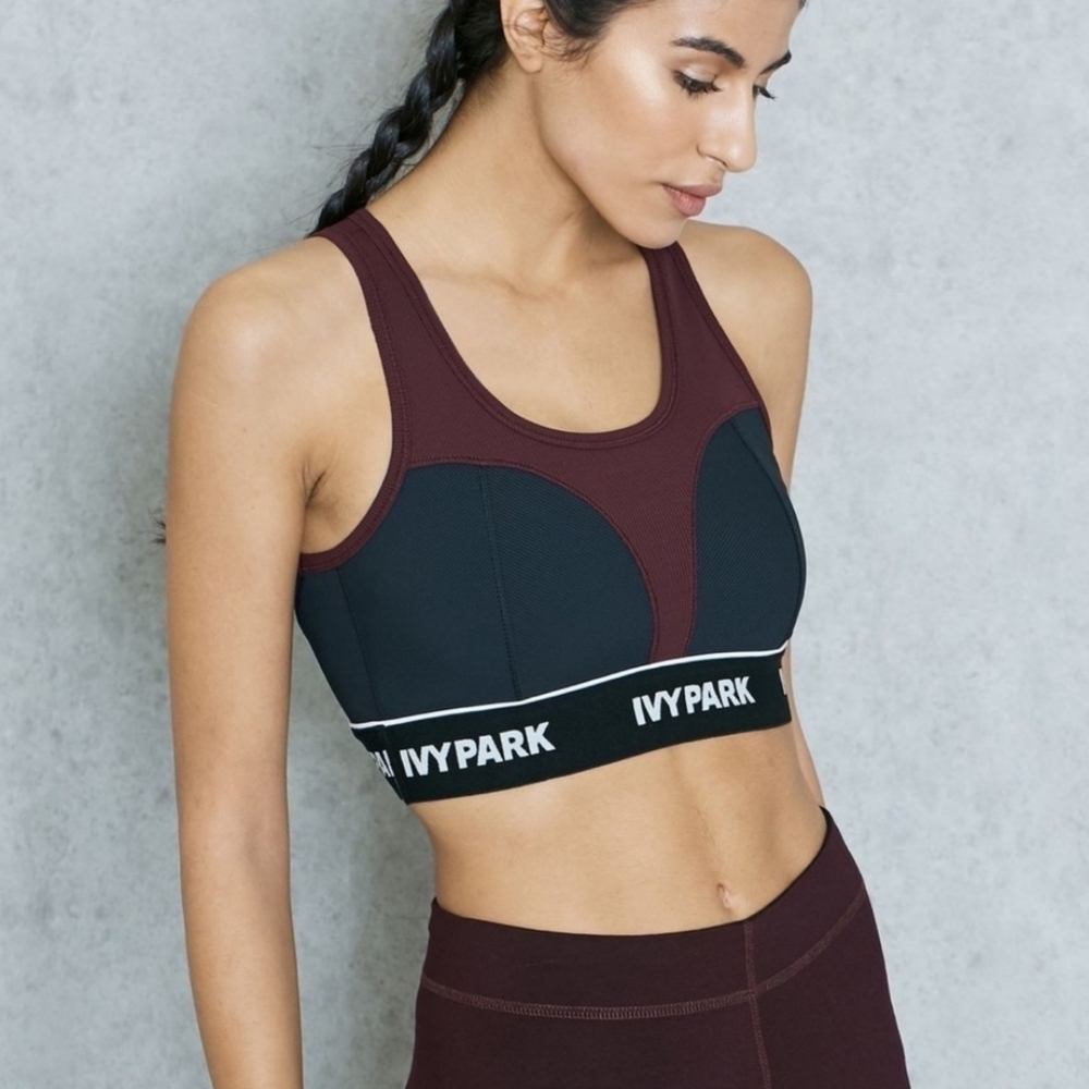 Ivy Park Maroon and Black Logo Sports Bra Size XS